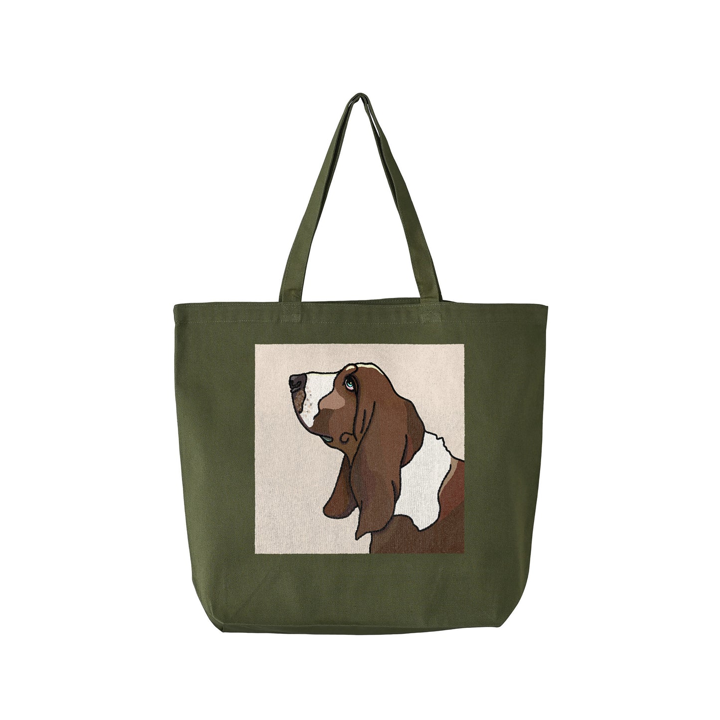 Large Cotton Tote Bag #4 olive-drab image
